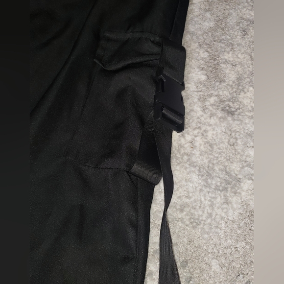Cargo Black Pants With Strap & Clip Side Pockets - Picture 3 of 4